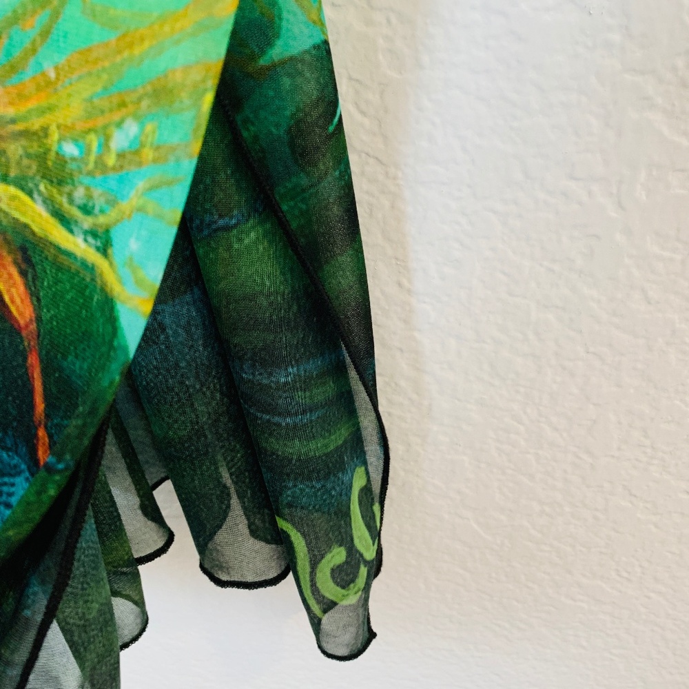 Le Galeriste Kimono Dragonfly Print Womens One Size Green Open Front Artsy Sheer - Picture 8 of 16